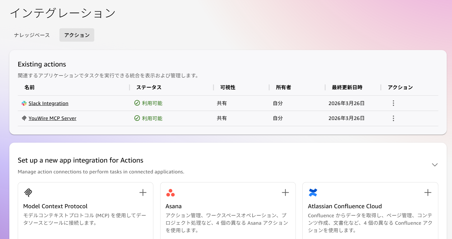 YouWire MCP連携画面